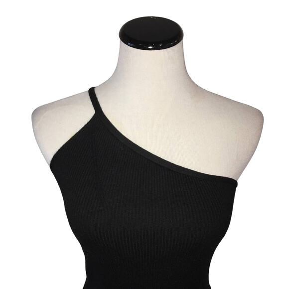 ba&sh Black Noir Asymmetric One Shoulder Tie Tank - Picture 6 of 12
